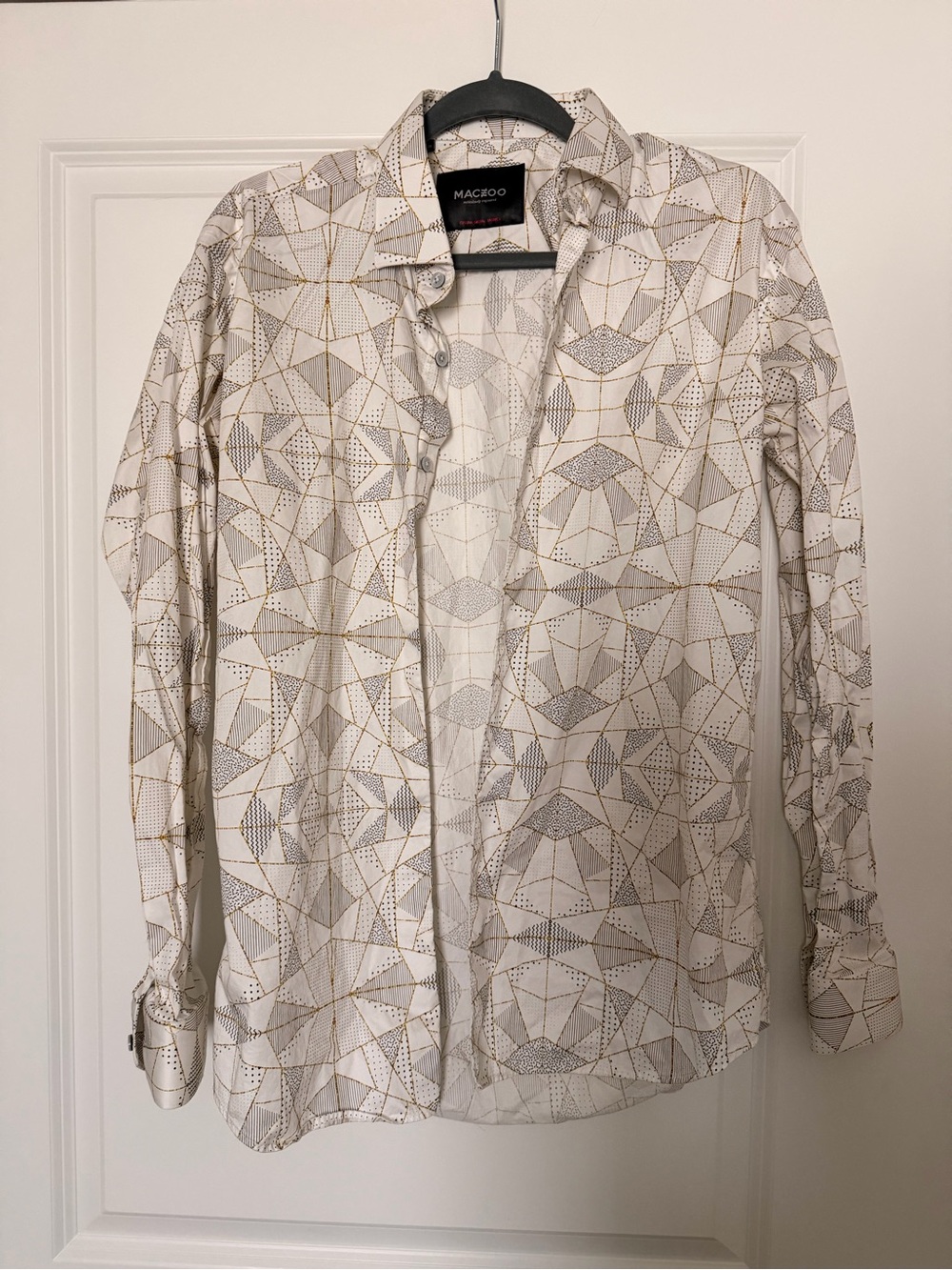Men's MACEOO White Geometric Print Dress Shirt